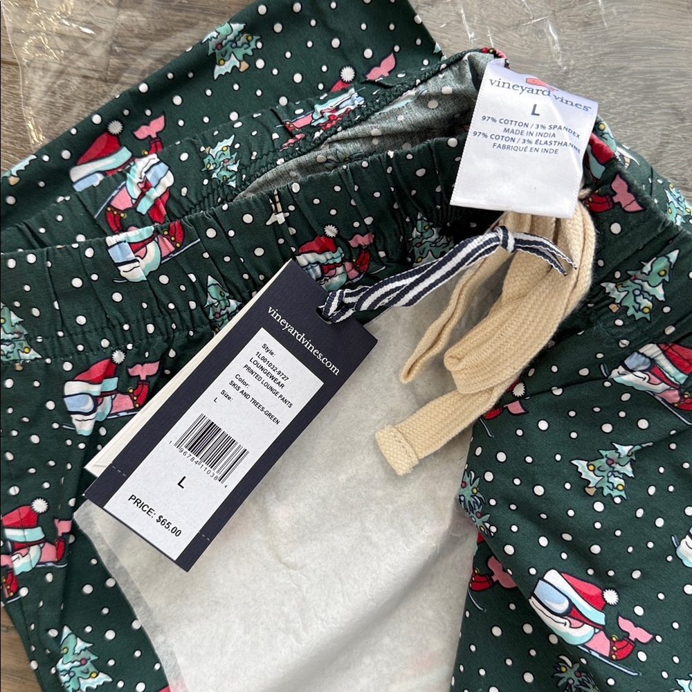 Vineyard Vines Skis and Trees Green Printed Stretch Lounge Pants Size L Unisex - Picture 10 of 14